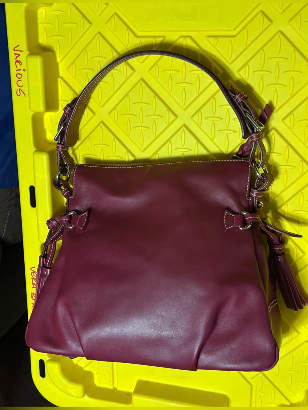 Dooney & Bourke Burgundy Leather Shoulder Bag - Picture 8 of 14